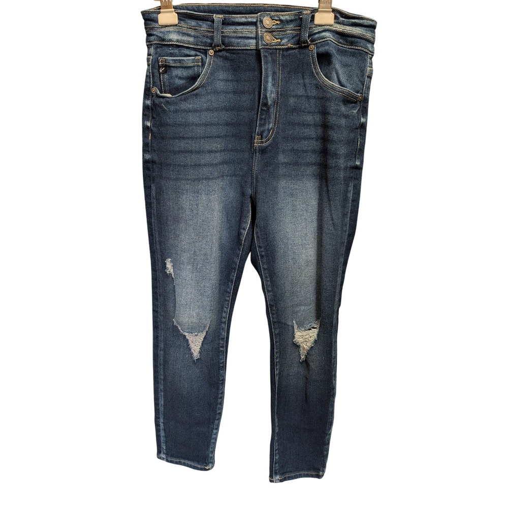 KanCan Skinny Jeans Women 29 Dark Wash Excellent Distressed High Rise 128035